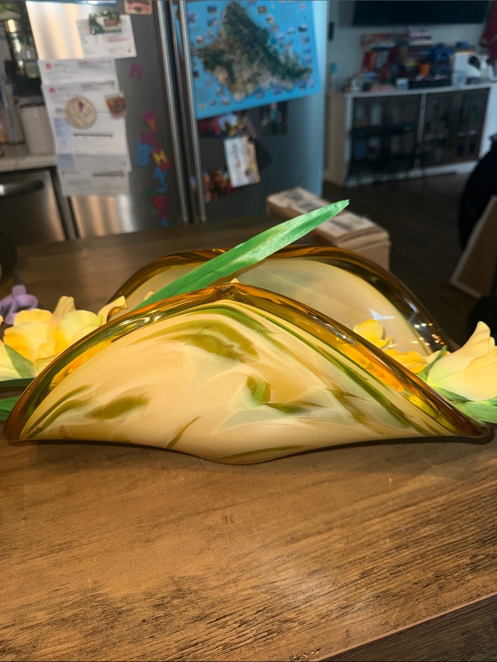 Italian hand blown white crystal rare Murano vase